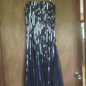 CACHE Black Print Dress w Full Skirt New Size 4
